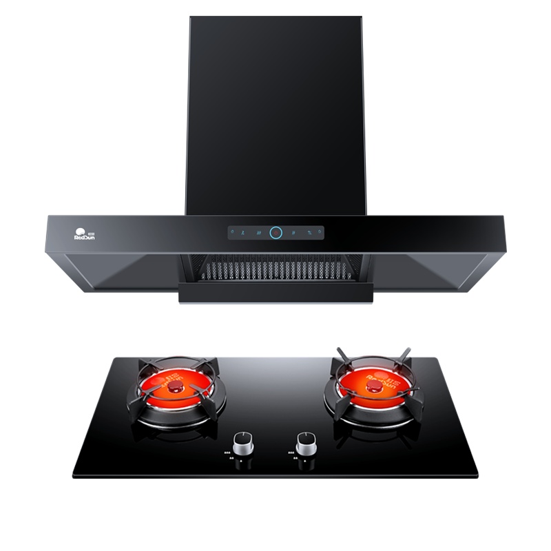 红日(RedSun)烟灶套装欧式家用油烟机红外线燃气灶台嵌两用灶节能省气熄火保护TSEU07+ES218B 液化气