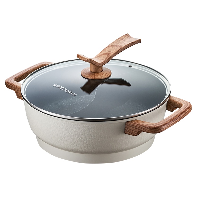 荣事达电火锅 HG36F 电火锅家用电热锅插电多功能蒸煮炖一体煮锅不粘炒菜电炒锅 宝石蓝