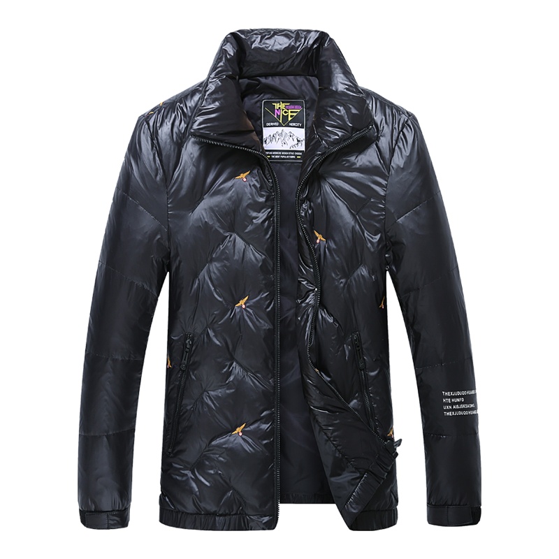 迪伽默 男士绣花时尚休闲短款轻薄羽绒服