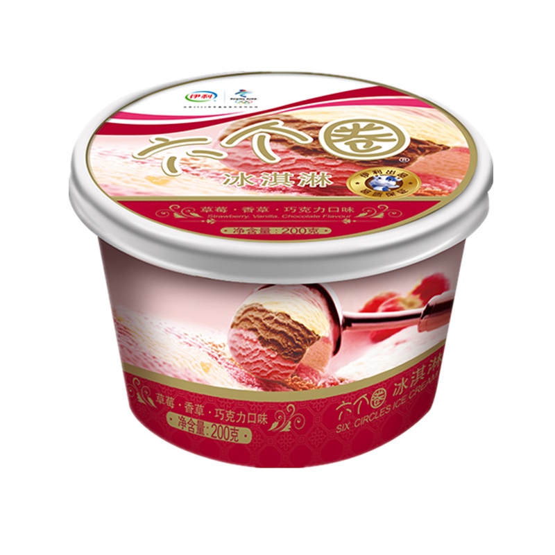 伊利六个圈（草莓香草巧克力味）冰淇淋200g