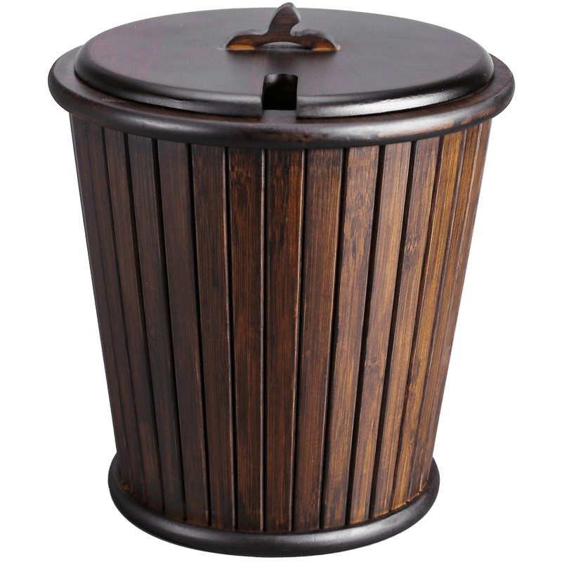 家用办公室泡茶茶渣桶竹制功夫茶道配件茶水桶茶台废水桶排水桶 一桶天下(圆胡桃色)