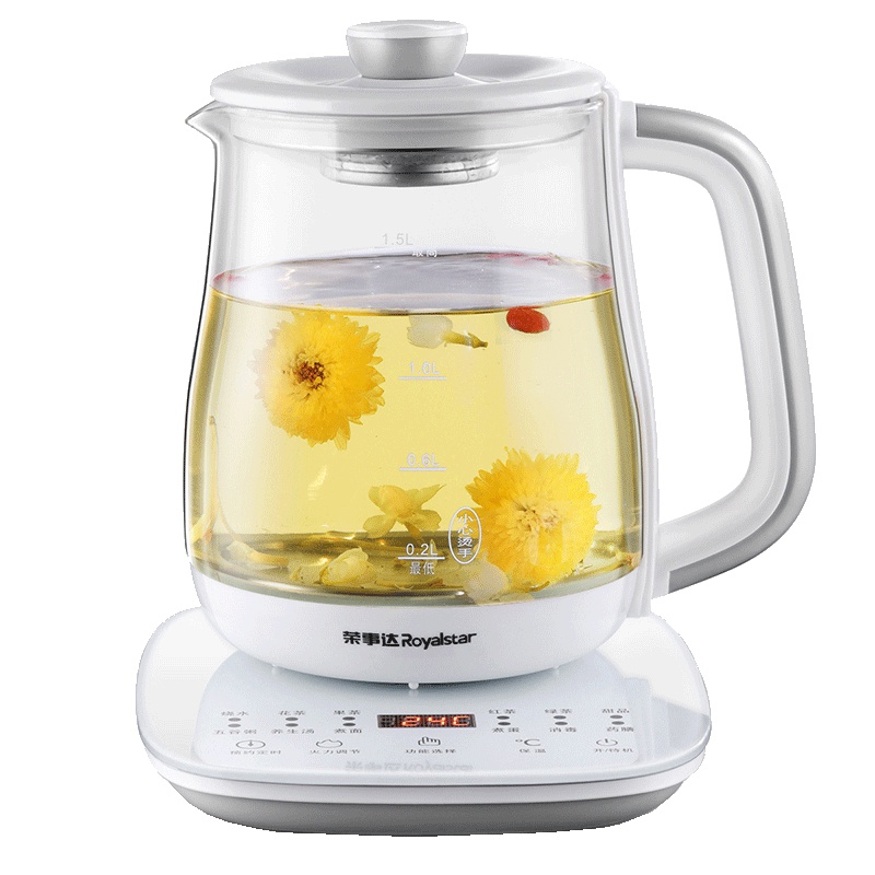 荣事达(Royalstar)养生壶1.5L YSH1566多功能电热水壶高硼硅玻璃壶触控式煎药壶花茶器煲茶壶烧水壶