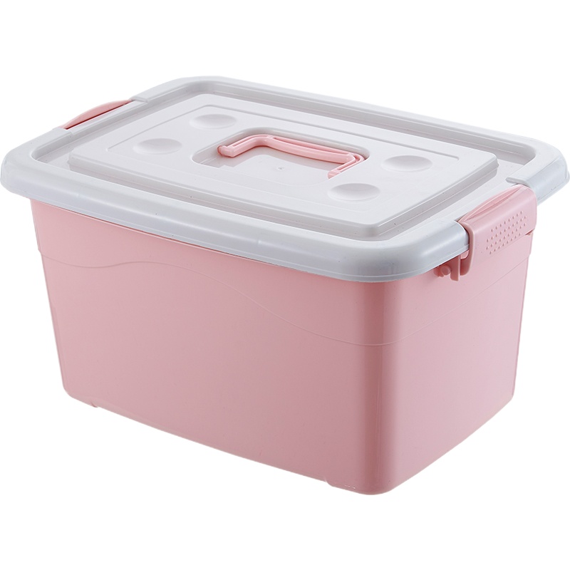 收纳箱大号家用加厚装书储物箱整理衣服被子塑料收纳盒车载玩具箱 卡其色 小号[长42宽31高26]