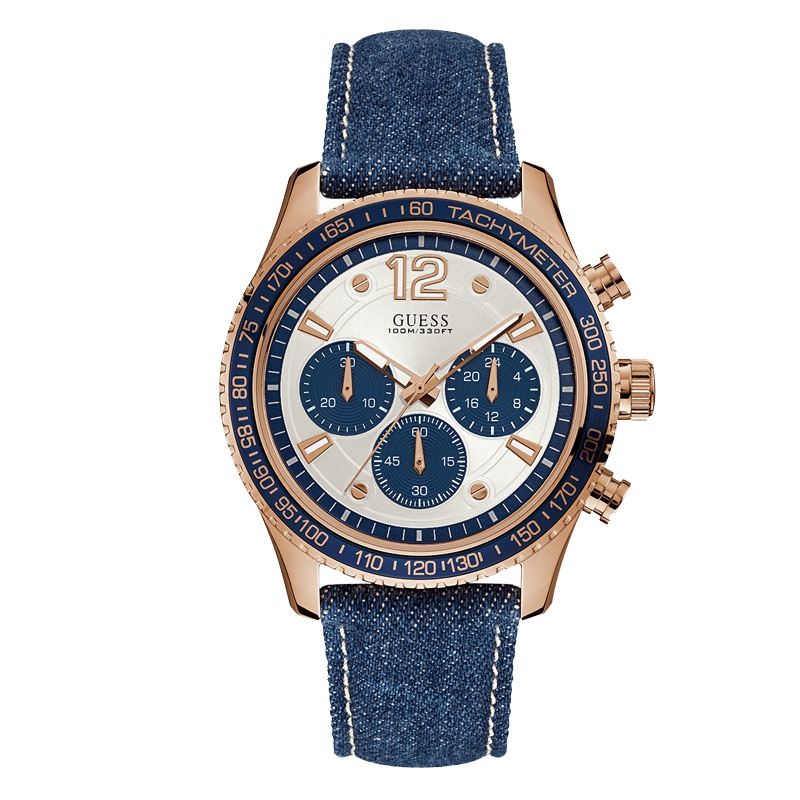 盖尔斯(GUESS)时尚潮流系列简约休闲运动三眼多功能石英男士手表W0970G3