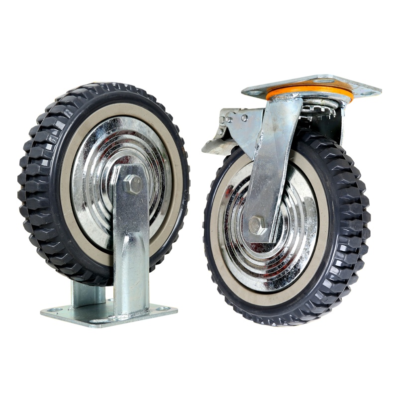 海斯迪克 HK-780 尼龙脚轮 高强度风火轮 聚氨酯脚轮 重型脚轮 工业脚轮轮子 8寸（2刹车+2定向）