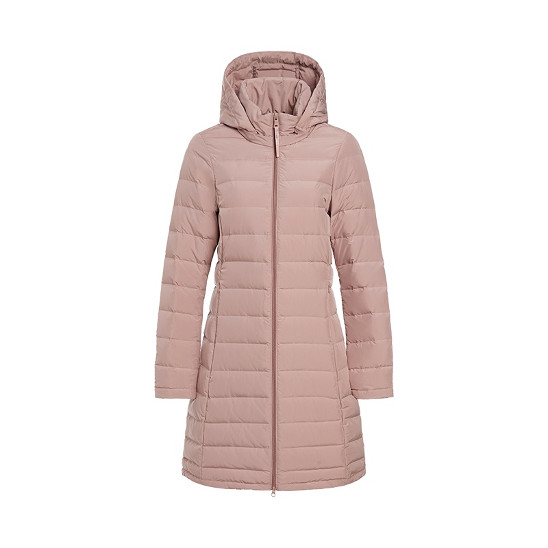 YAYA鸭鸭轻薄羽绒服女中长款新款时尚修身显瘦连帽白鸭绒外套