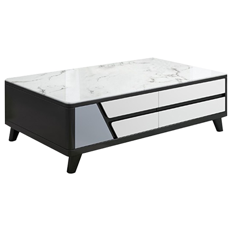 创世人 茶几电视柜组合 现代简约大理石电视柜茶几组合可伸缩地柜黑白色轻奢客厅家具套装