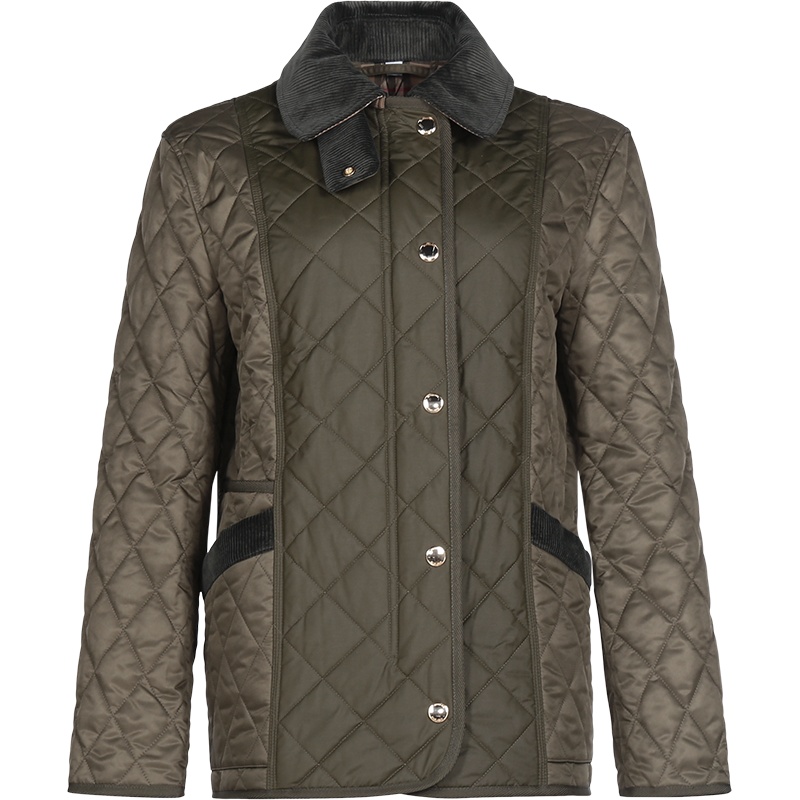 博柏利 BURBERRY 女款 聚酯纤维灯芯绒衣领菱形绗缝外套棉服80388001