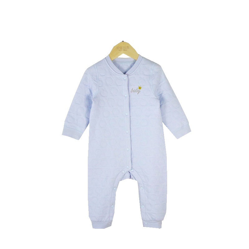 安笛贝乐童装 婴幼儿通用秋冬男女宝宝空气层连体衣 婴儿木白色保暖家居爬服粉蓝色衣服66-80cm