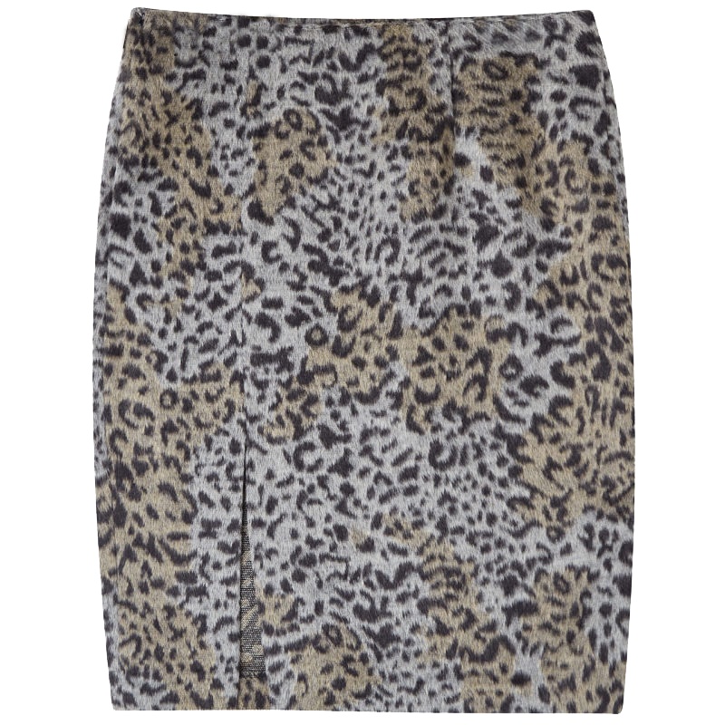 上新拉夏贝尔秋冬新款高腰修身显瘦时尚一步裙豹纹半身裙女10019603