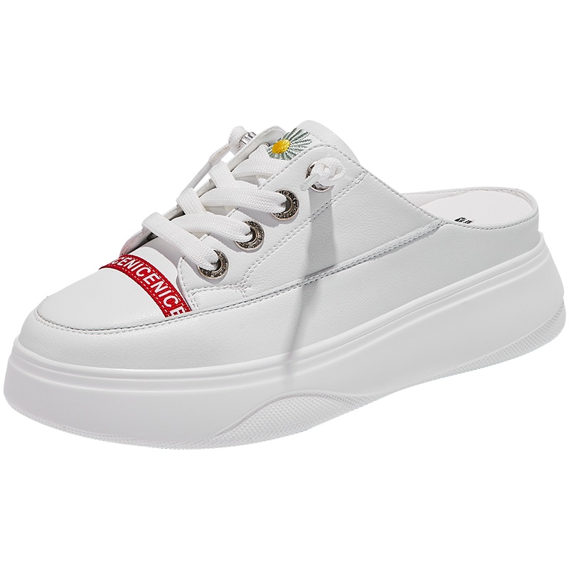 森马半拖鞋女2020年新款夏季透气包头平底时尚百搭厚底增高小白鞋