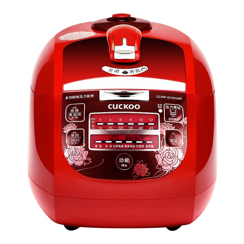 福库(CUCKOO)电饭煲5升大容量麦饭石型内胆韩国高压力电饭锅CCRP-G1031MR 2-10人 红色 5L