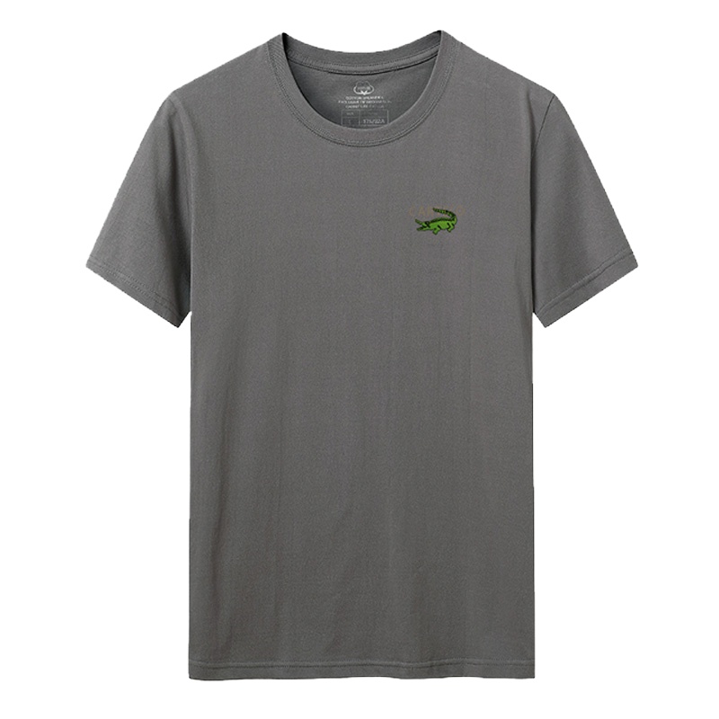 卡帝乐鳄鱼(100%棉) 夏季新款男士短袖T恤小鳄鱼印花圆领宽松休闲