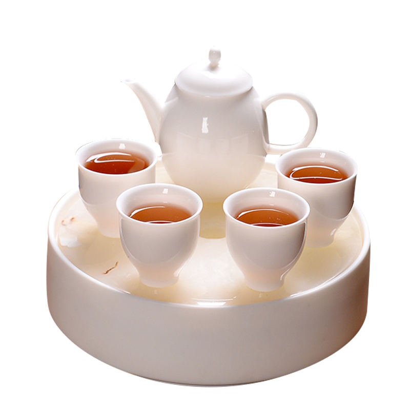 瓷物语旅行茶具羊脂玉便携包式茶壶户外车载旅游茶杯快客杯一壶三杯