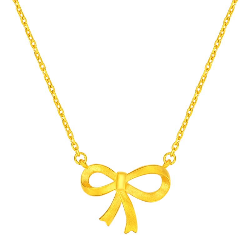 金一国囍足金精品镂空蝴蝶结新款时尚黄金项链时尚套链送女士（计价）ABC041