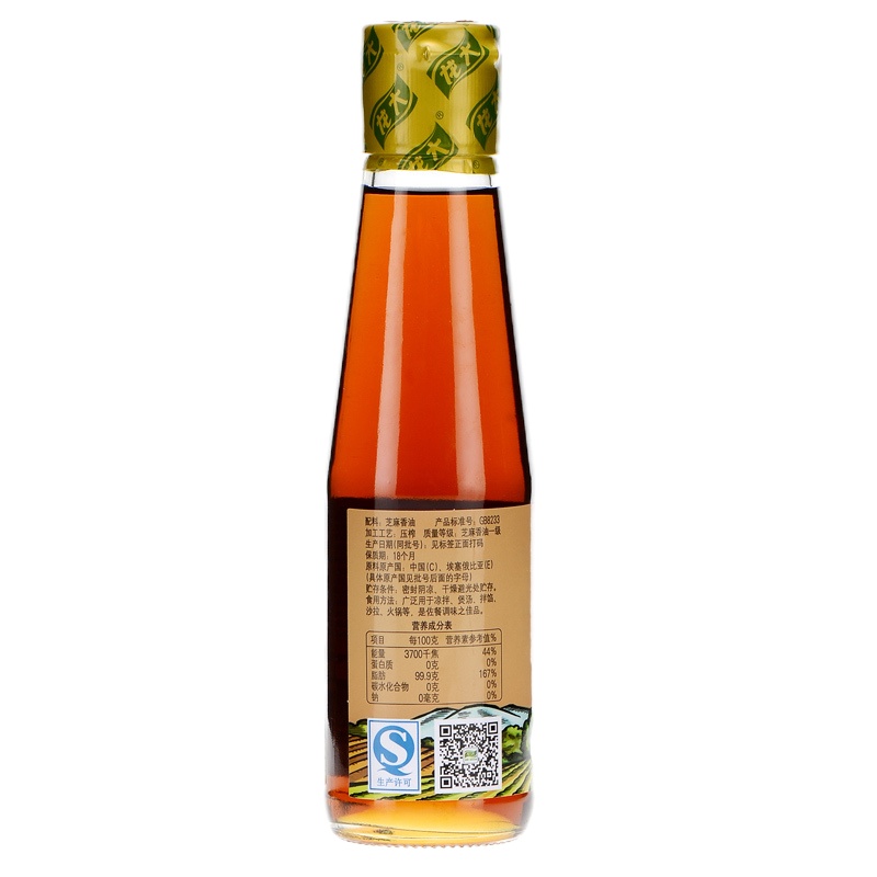 龙大 食用油 芝麻香油一级 220ml/瓶 24瓶/箱 头道初榨 滴滴生香
