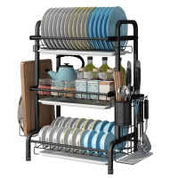 不锈钢厨房碗筷收纳层架沥水架收纳盒晾放碗筷沥碗柜双层用品厨房置物架