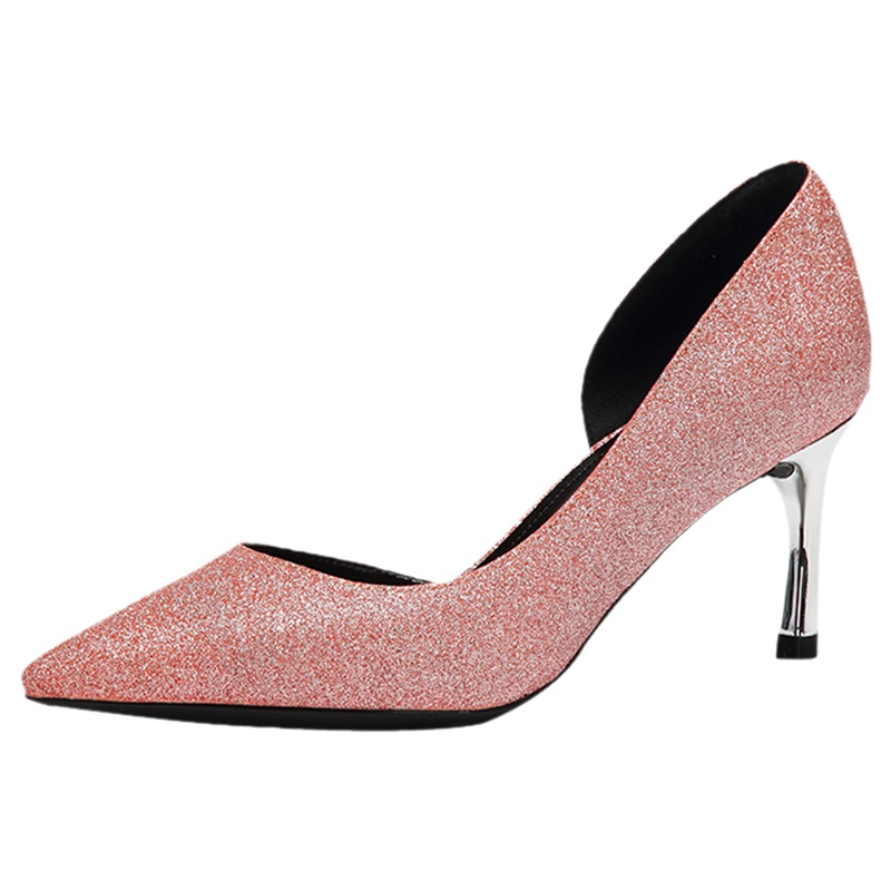 达芙妮OL通勤侧空浅口高跟尖头婚鞋