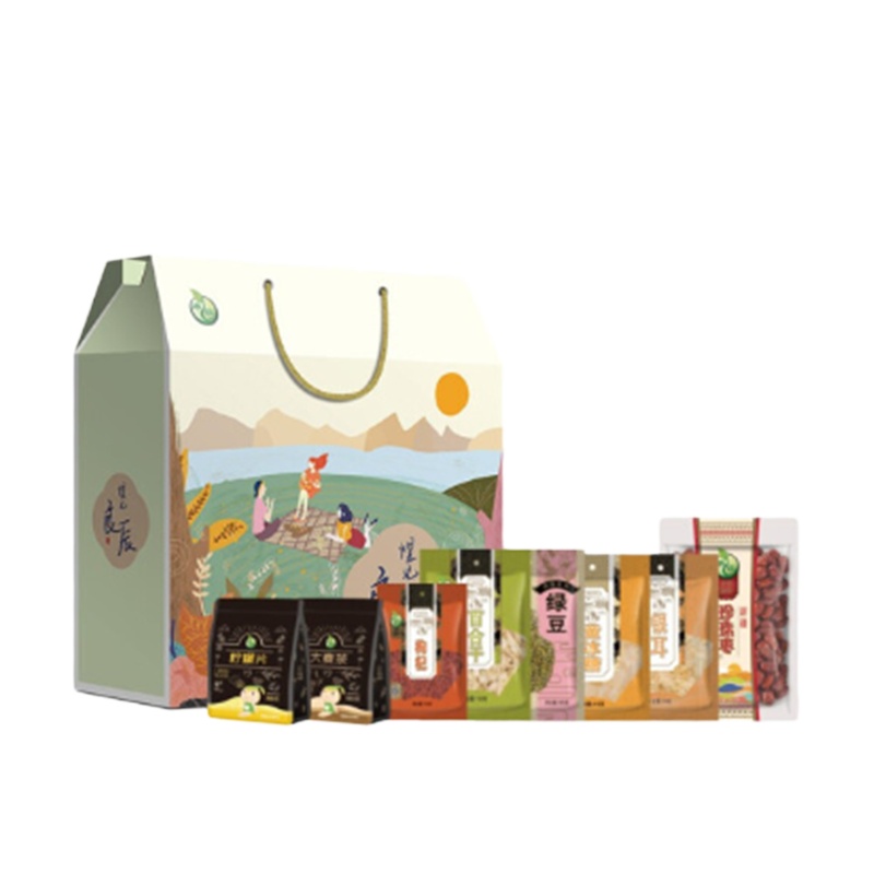 禾煜 煜见良辰1838g清凉礼盒( 银耳,绿豆,黄冰糖,枸杞,百合干,大麦茶,柠檬片,新疆珍珠枣)