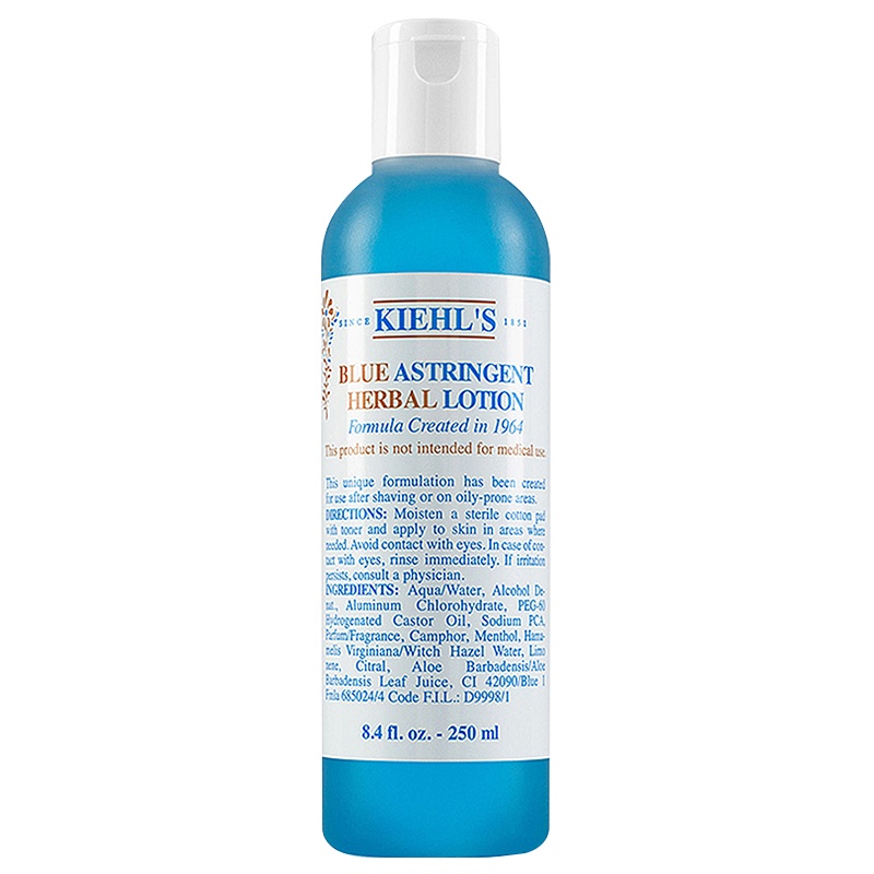 美国原装进口专柜正货/科颜氏(Kiehl's)蓝色草本植物精华收敛水/爽肤水/化妝水500ml 油性肤质通用收缩毛孔