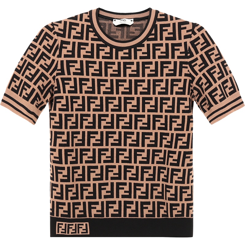 FENDI 女士 粘胶纤维/聚酯纤维圆领短袖针织衫 FZY702 A5QG