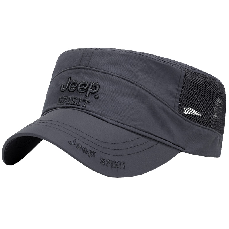 jeep吉普平顶帽男帽子夏季薄款速干网眼防晒大头围加大码休闲户外大号军帽