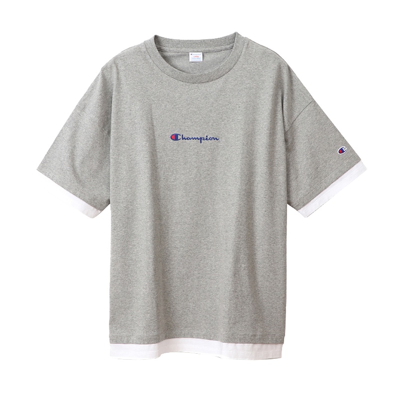 日版Champion冠军正品刺绣logo圆领短袖T恤白边C3-R335男生休闲运动潮流T恤