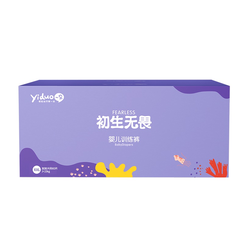 一朵初生无畏训练裤XXL码60片 超薄透气拉拉裤 宝宝出行运动专用15KG以上