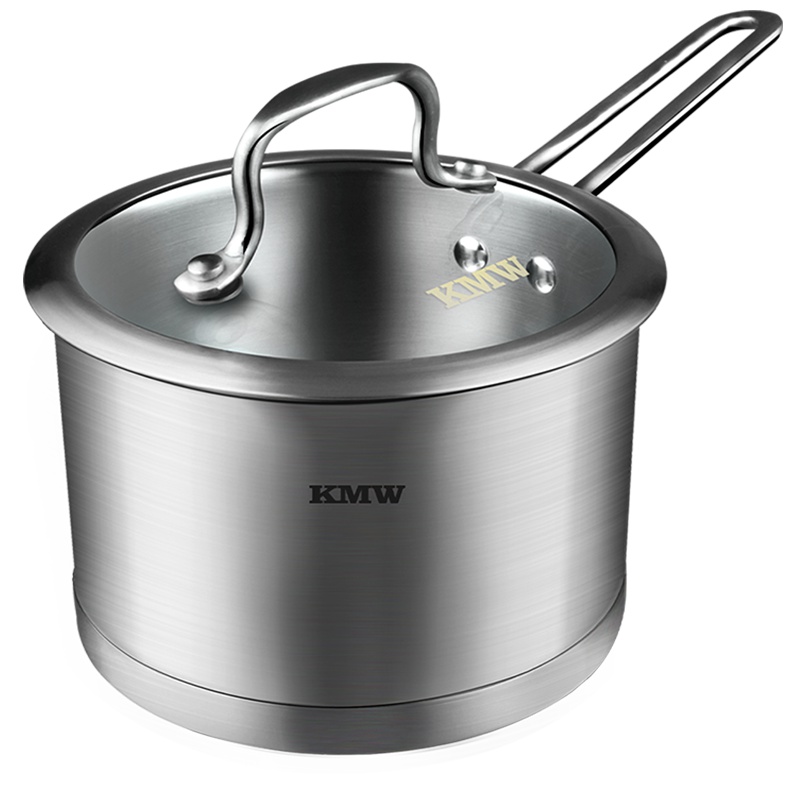 KMW爱家304复底奶锅KMWAJZ0022单身泡面锅煮面锅宿舍锅304不锈钢 炉灶通用 宝宝辅食锅 可视玻璃盖