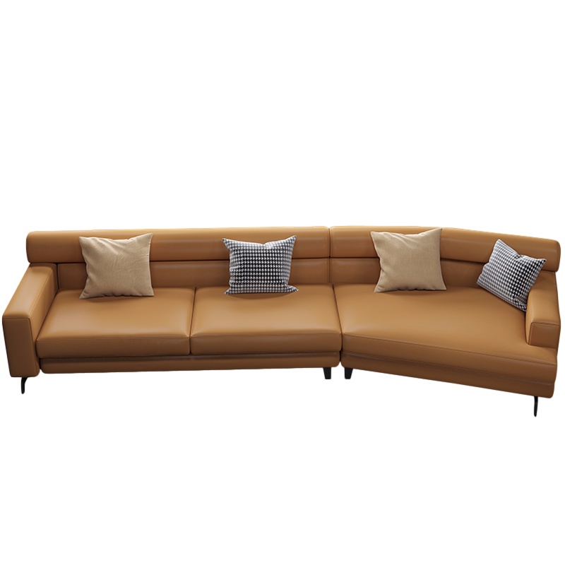 意式极简轻奢真皮沙发客厅阿斯卡利小户型橘色斜角简约现代皮沙发创意转角