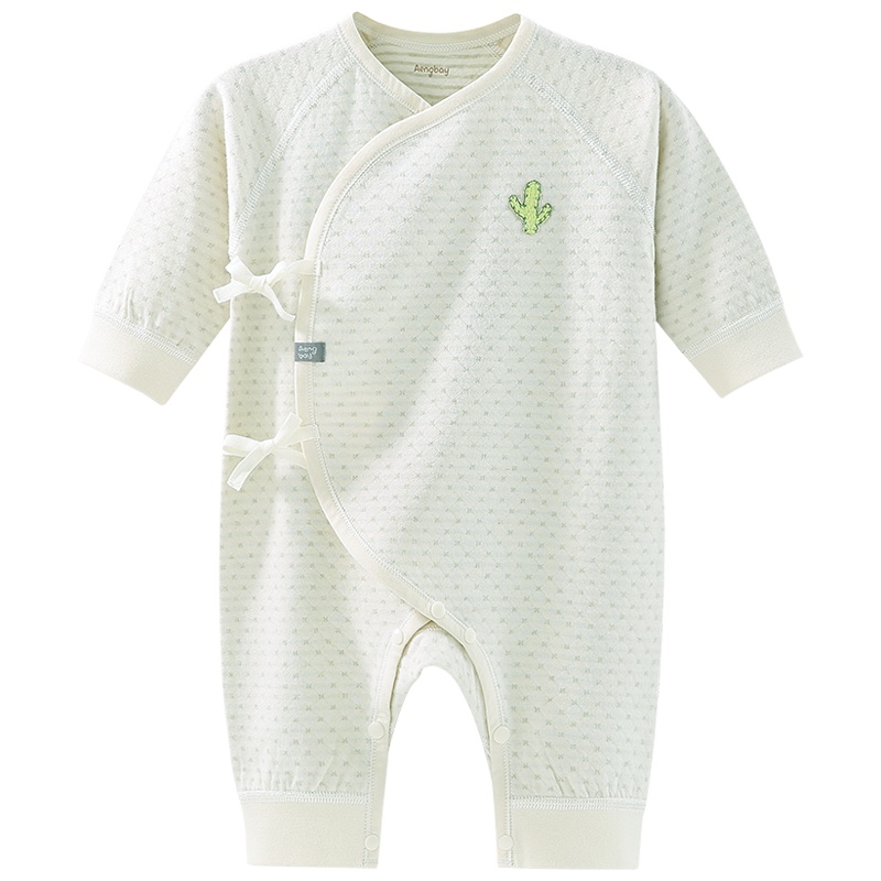 Aengbay 婴儿无骨和尚服秋季长袖新生儿和服开裆哈衣连体裤爬服
