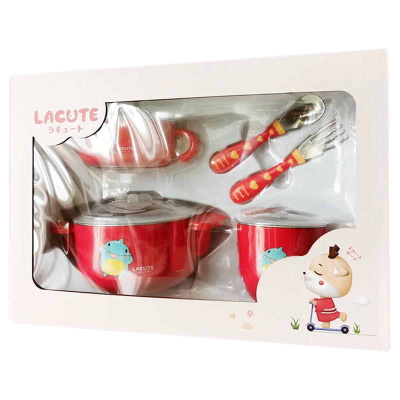 乐可爱餐具礼盒套装 316L不锈钢200ml常规碗+400ml 保温碗+叉勺+饮水杯 碗/盘/碟