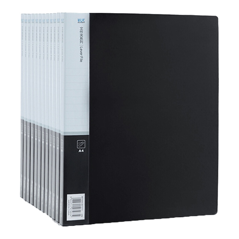广博A4强力文件夹 轻便夹4册 黑色 A4资料夹文件夹文件册 试卷夹档案夹资料册 办公用品