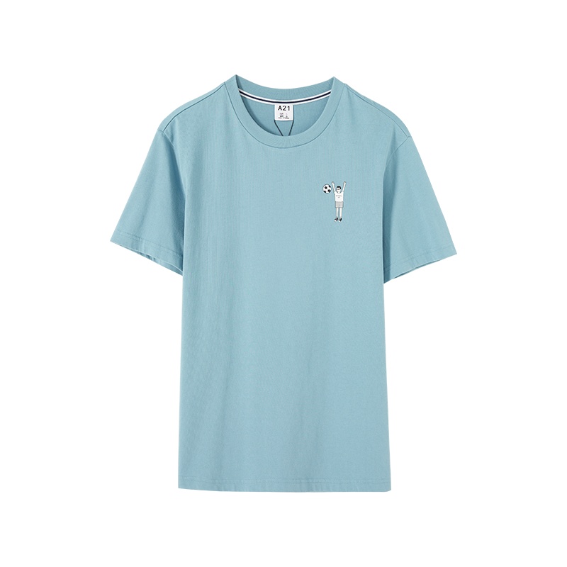 A21夏季新款2020男女情侣装男装卡通T恤潮男圆领短袖上衣男士衣服