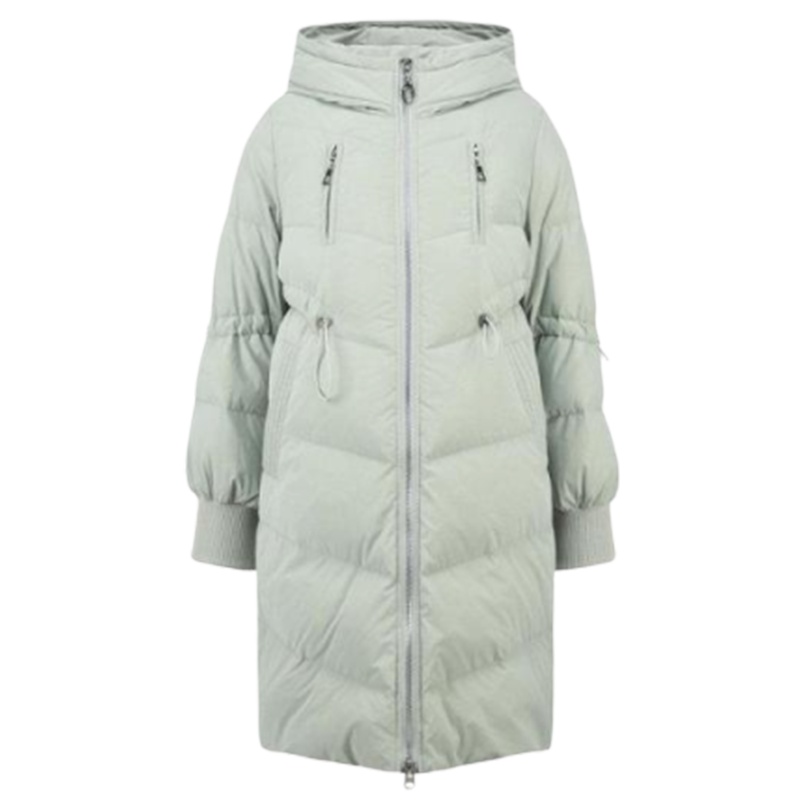 专柜同款羽绒服女2019冬季新款韩版女士中长款过膝加厚收腰绿色白鸭绒外套709D8032