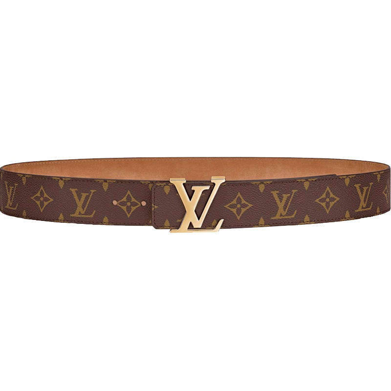海外直邮LV路易威登男士腰带经典帆布老花平滑扣40毫米宽版金扣皮带M9608T