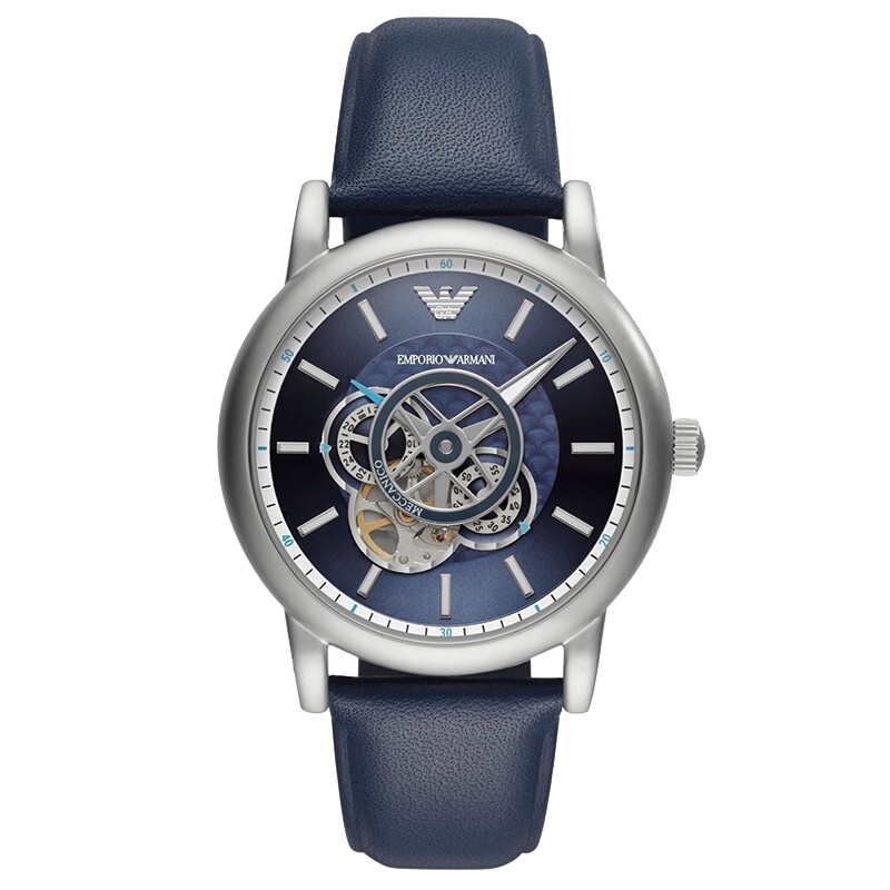 阿玛尼(EMPORIO ARMANI)手表 皮带时尚商务休闲个性镂空男士机械表 AR60011