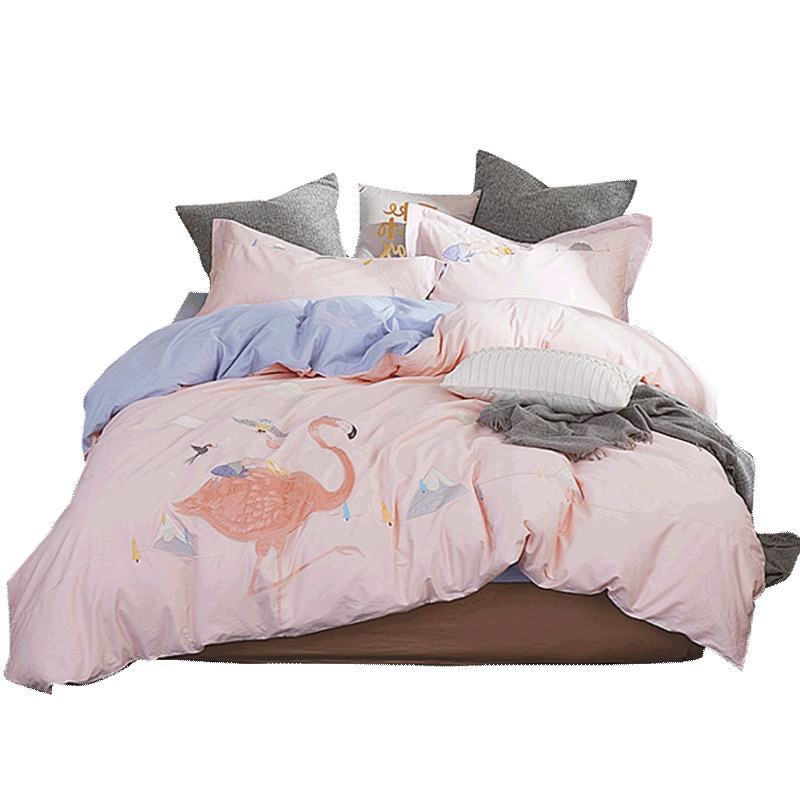 堂皇Tevel全棉绣花四件套ins粉红公主心套件