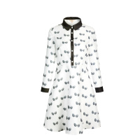 【福利款】拉夏贝尔Candie’s秋夏印花混色长袖收腰公主领a字连衣裙30061112