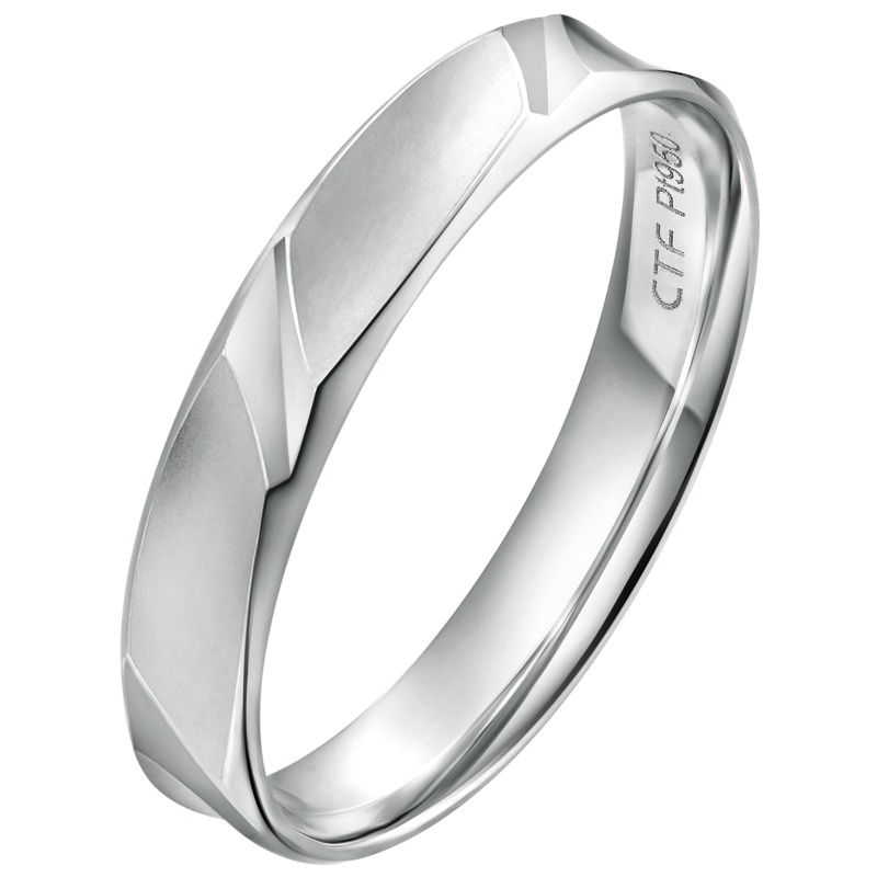 刻字周大福情约铂金戒指PT950对戒情侣PT160436 PT160437