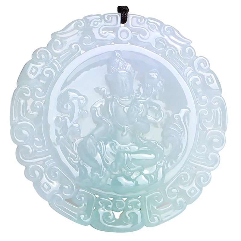 [下架]印象眸[玉雕大师周子周工作室作品]翡翠吊坠 翡翠度母观音/大势至菩萨男款生肖守护神孤品玉石挂件 附送证书