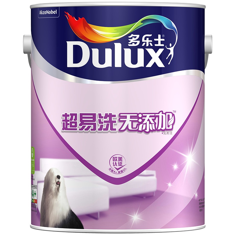 多乐士超易洗无添加墙面漆乳胶漆调色漆5L内墙环保调色耐擦洗