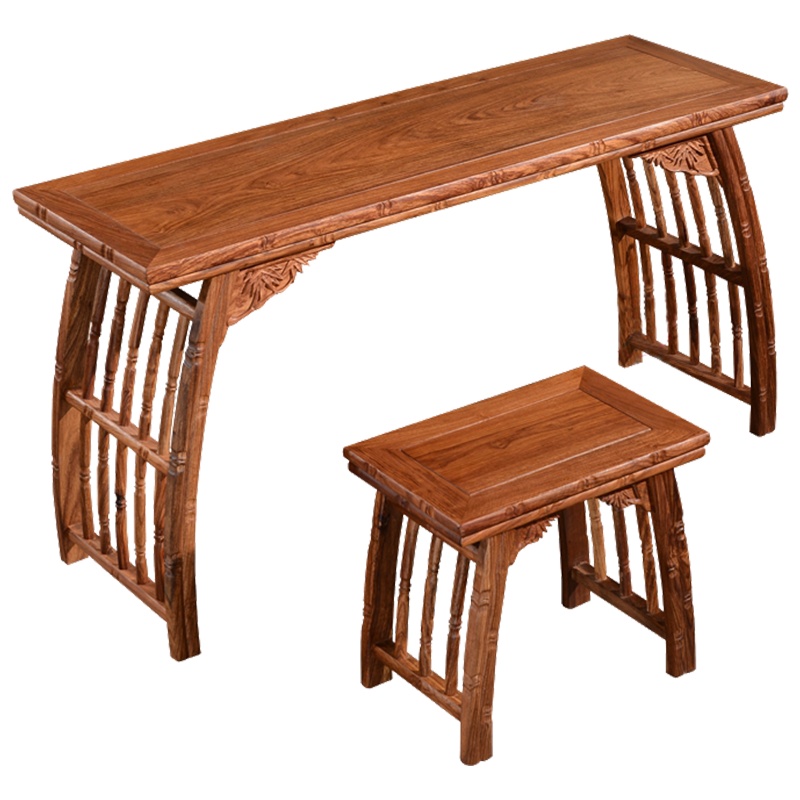 周家庄 红木家具非洲花梨(学名:刺猬紫檀)实木书桌 办公桌 画案 写字台 新中式马鞍桌