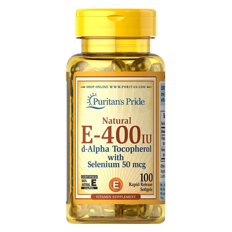 [美颜淡斑]Puritan's Pride 普丽普莱 维生素E400IU+硒营养软胶囊 100粒/瓶 复合维生素
