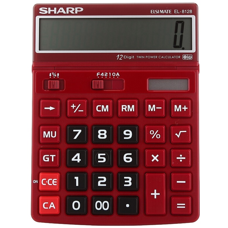 夏普(SHARP)EL-8128-RD计算器 大屏计算器 商务办公计算器 财务计算机 酒红色 计算器