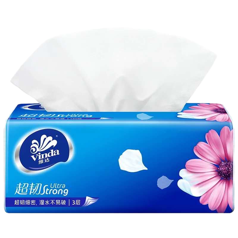 维达超韧3层抽取式纸面巾(130+20)抽3包V2182