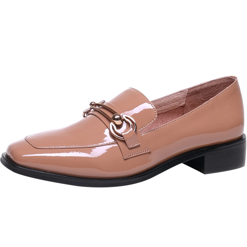 森林公主女鞋春季新款方头金属扣英伦风女鞋