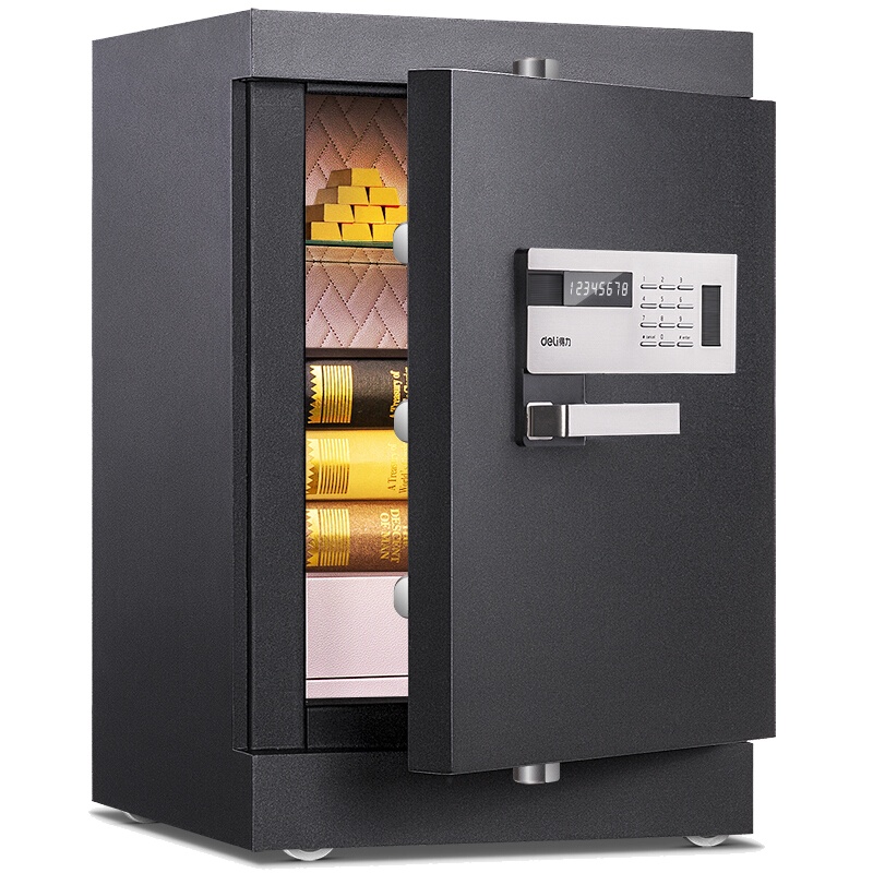 得力(deli)4095电子密码保险箱 黑色 高62cm 电子防盗保险箱 3C认证办公家用防盗合同资料保险柜