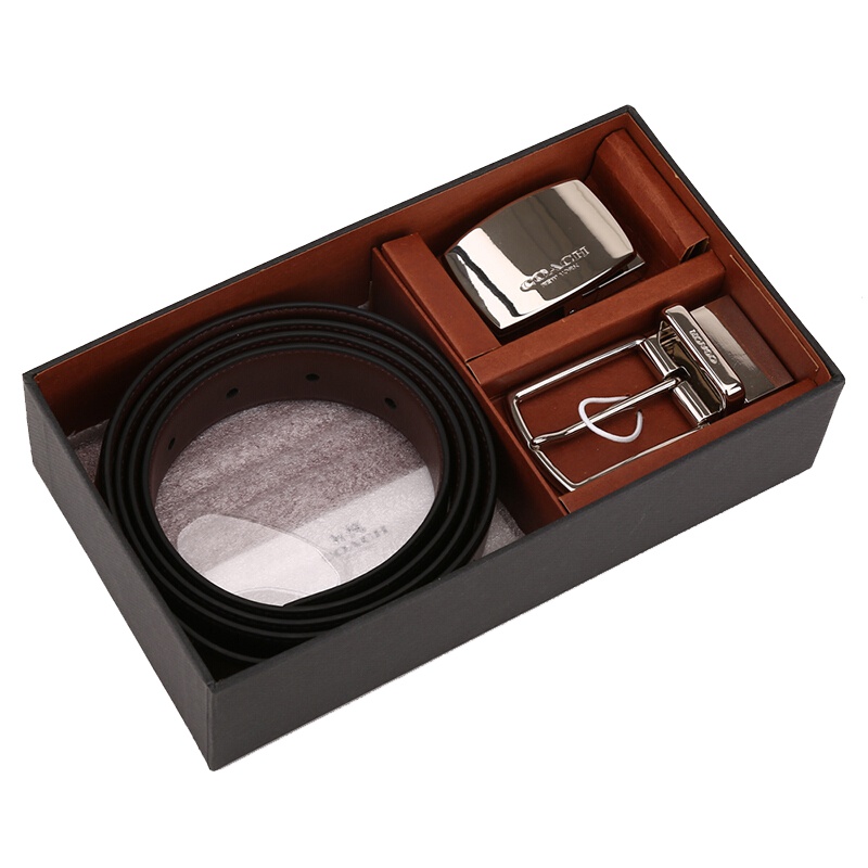 COACH 蔻驰 奢侈品 男士黑色皮质腰带皮带