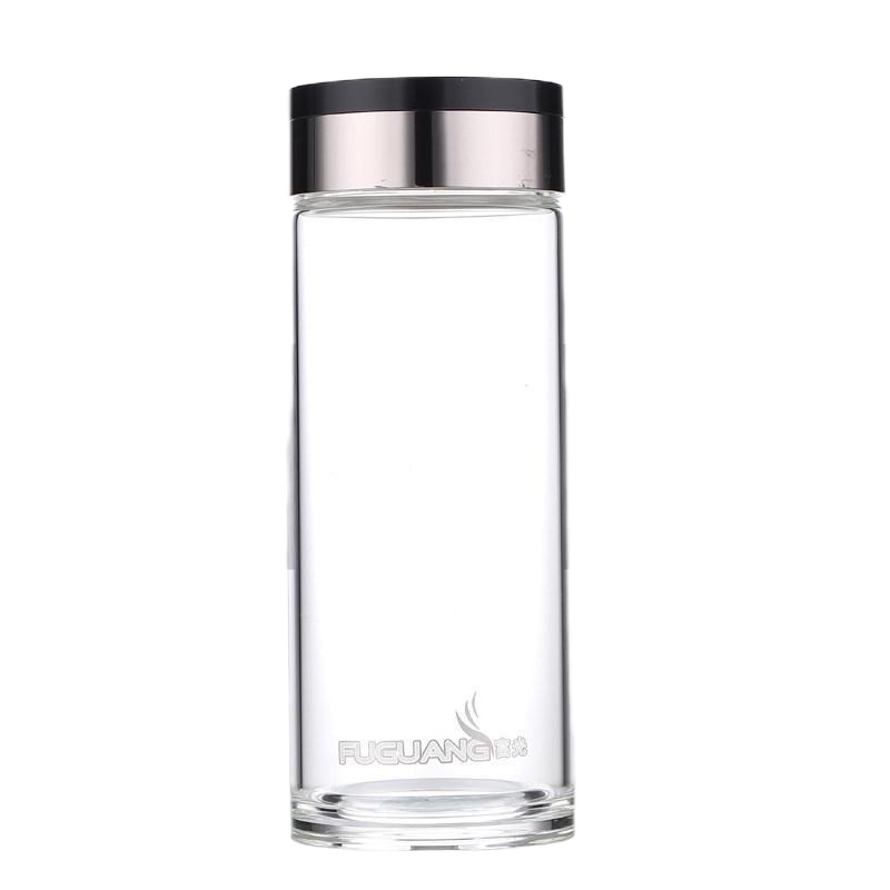 富光(FUGUANG)单层玻璃杯泡茶缸子车载家用透明圆形带盖防漏男女水杯 500ml[258款]